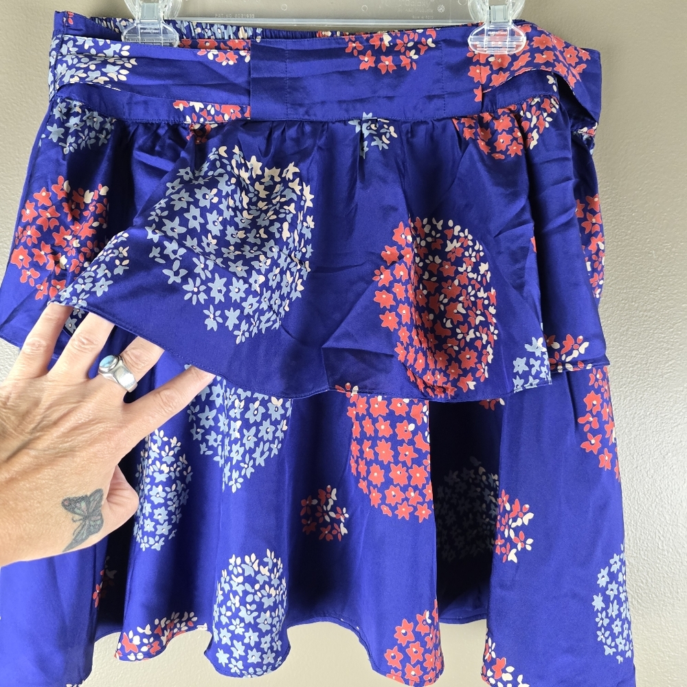 Anthropolgie SILK Odille Belted Tiered Silk Mini Skirt 12 - Picture 3 of 14